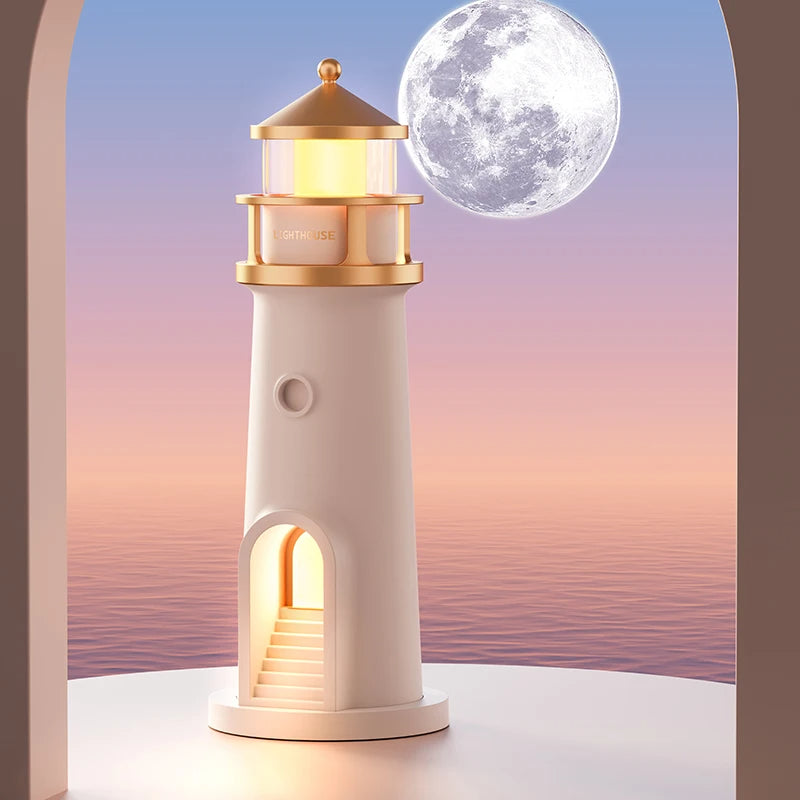 Lighthouse Night Lamp with Moon Projection
