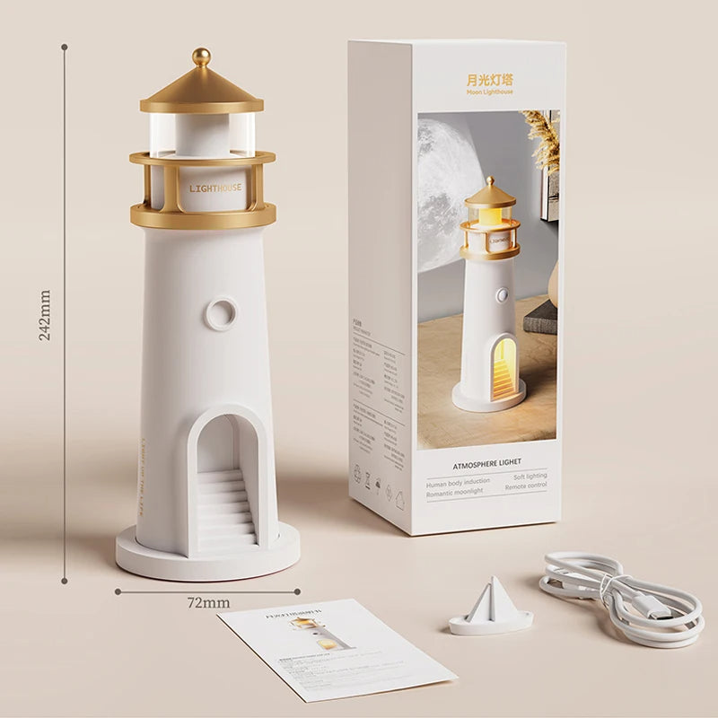Lighthouse Night Lamp with Moon Projection