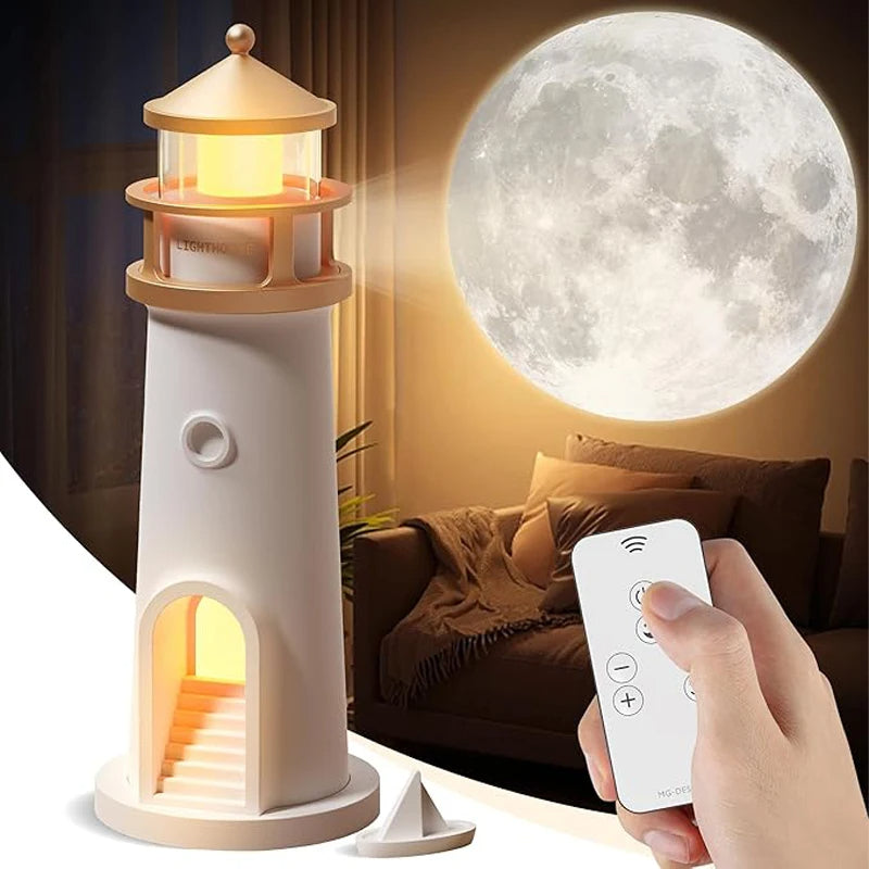 Lighthouse Night Lamp with Moon Projection